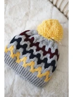 Dámska čiapka Laila K283 tmavo šedá + žltá