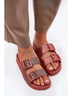 Pachnące Klapki Damskie Z Brokatem I Klamrami ZAXY RR285025 Brudny Róż