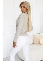 481-4 Semišové ramonesky s dlhými rukávmi a zipsami - svetlo béžové