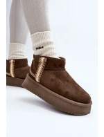 Śniegowce Na Platformie Ze Wzorem Ciemnozielone Udra