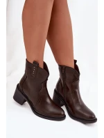 Ocieplane Botki Damskie Na Obcasie Czekoladowe Brilynn