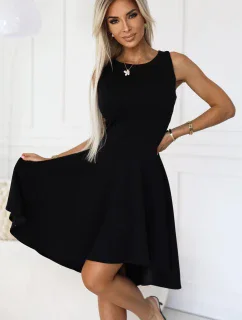 575-1 Jedinečné šaty s dlhším chrbtom - ČIERNE