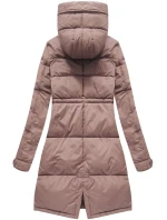 Dámska dlhá zimná bunda s kapucňou Old Pink (7752) Dámska dlhá zimná bunda s kapucňou Old Pink (7752)