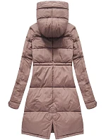 Dámska dlhá zimná bunda s kapucňou Old Pink (7752) Dámska dlhá zimná bunda s kapucňou Old Pink (7752)