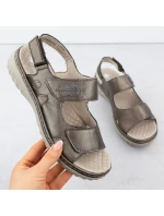 Dámske hnedé kožené sandále Rieker 60462-90 so suchým zipsom