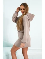 Zateplené šaty s obálkovým dnom tmavo béžové