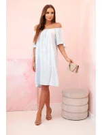 Dámske viskózové šaty s viazaním na rukávoch modré Dámske viskózové šaty s viazaním na rukávoch modré