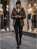 Dámska zimná prešívaná bunda s kapucňou, hnedá, FashionStreet TY5752 Dámska zimná prešívaná bunda s kapucňou, hnedá, FashionStreet TY5752