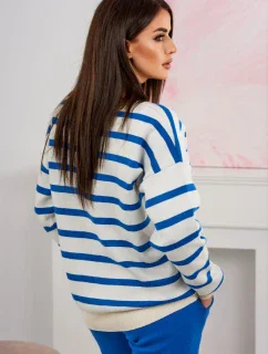 Sveter set Pruhovaná mikina + Nohavice nevädzovo modrá