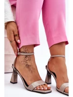 Lakierowane Sandały Na Obcasie Szare Owen