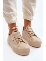 Trampki Damskie Na Platformie Lee Cooper LCW-24-31-2181 Beżowe