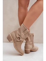 Topánky z prírodnej semišovej kože na podpätku Bright beige Zazoo 3444/2
