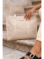 Kožená nákupná taška na zips Big Star RR574073 Beige