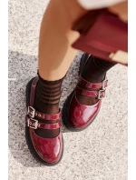 Dámske lakované topánky S Strappy Burgundy Terione Semi
