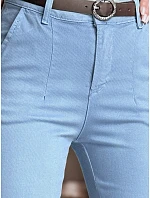Dámske bavlnené nohavice slim fit s opaskom TAIRONIK modré FashionStreet UY2540