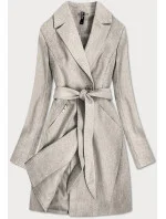 Béžový, nadrobno károvaný dámsky kabát (2706)