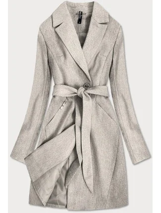 Béžový, nadrobno károvaný dámsky kabát (2706)