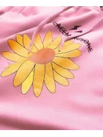 Dámska tepláková mikina vo špinavo ružovej farbe so slnečnicou (N4598)