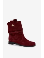 Dámske semišové kožené čižmy s remienkom Zazoo 4210 burgundy Dámske semišové kožené čižmy s remienkom Zazoo 4210 burgundy