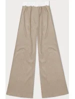 Dámske pruhované nohavice so širokými nohavicami Dark Beige (18629)