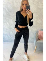 Velúrová súprava s nápisom Queen black