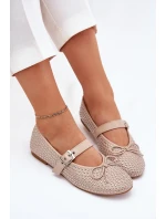 Zdobione Baleriny Z Kokardką I Paskiem Beżowe Zdivisa
