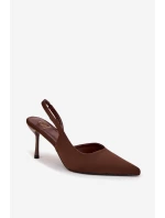 Szpilki Z Odkrytymi Piętami Czekoladowe Lenira