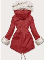 Parka s kožušinovou podšívkou tmavočervená (5M763-6)