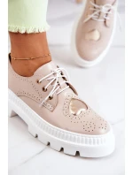 Skórzane Półbuty Z Sercem Beżowe Curtis