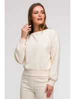B293 Mikina s kapucňou s otvoreným chrbtom - vanilka