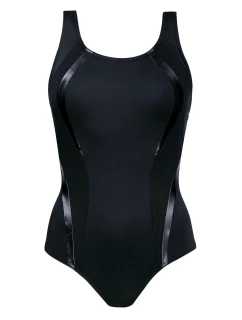 Dámske jednodielne plavky Atlantic sport 34LA2 Čierne so zelenou a sivou - SELF