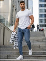 Pánske modré džínsové nohavice slim fit FashionStreet UX4481