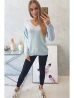 Sveter s výstrihom do V modrý