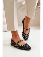 Zdobione Baleriny Z Paskiem Eko Zamszowe Czarne Tirilissa