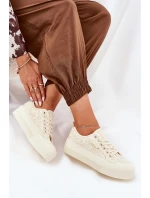 Koronkowe Trampki Damskie Big Star RR274746 Beżowe