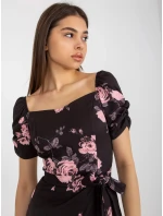 Dámske šaty LK SK 508641.29 Čierne s ružovým vzorom - FPrice