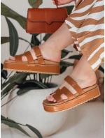 Dámske žabky na suchý zips PLATFOR camel FashionStreet ZY0868