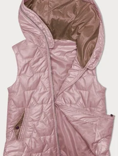 Dámska tenká vesta v špinavoružovej farbe so zlatým zipsom S'West (B8229-52)