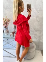 Voľná bunda s kapucňou v červenej farbe