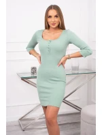 Šaty s gombíkovým výstrihom tmavo mätové Šaty s gombíkovým výstrihom tmavo mätové