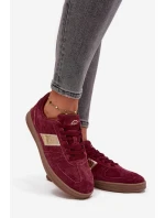 Zamszowe Sneakersy Damskie Vinceza 14029 Bordowe