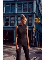 M697 Body bez rukávov s vysokým výstrihom - čierne