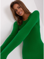 Zelené rebrované základné šaty po kolená