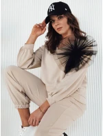 Dámska béžová mikina FILAN s výstrihom FashionStreet BY1259