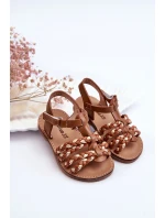 Dziecięce Sandały Na Rzep Z Paseczkami Brązowe Sammy