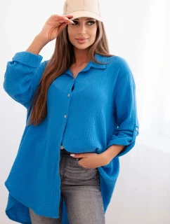 Bavlnená mušelínová košeľa tyrkysová