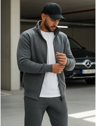 Pánska mikina na zips s kapucňou, antracitová, BX4111 – Hi-Tec Pánska mikina na zips s kapucňou, antracitová, BX4111 – Hi-Tec