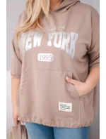 Dámska mikina plus size z viskózy s kapucňou a klokaním vreckom Fango Dámska mikina plus size z viskózy s kapucňou a klokaním vreckom Fango