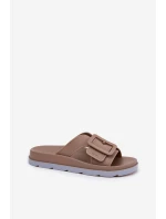 Pachnące Klapki Damskie Z Ozdobną Klamrą ZAXY RR285076 Beżowe