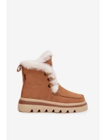 Dámske zimné topánky z prírodného semišu Lee Cooper LCJ-25-01-3738 Camel